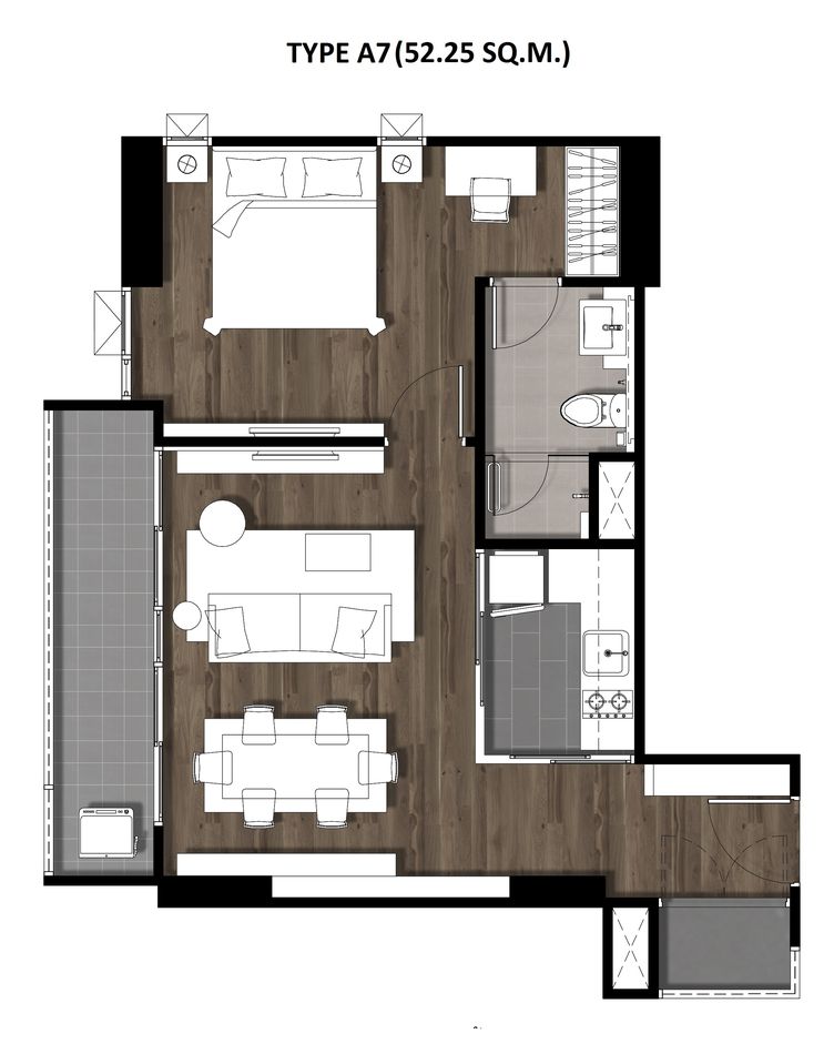 12One Bedroom 52.25 Sqm. TYPE A7