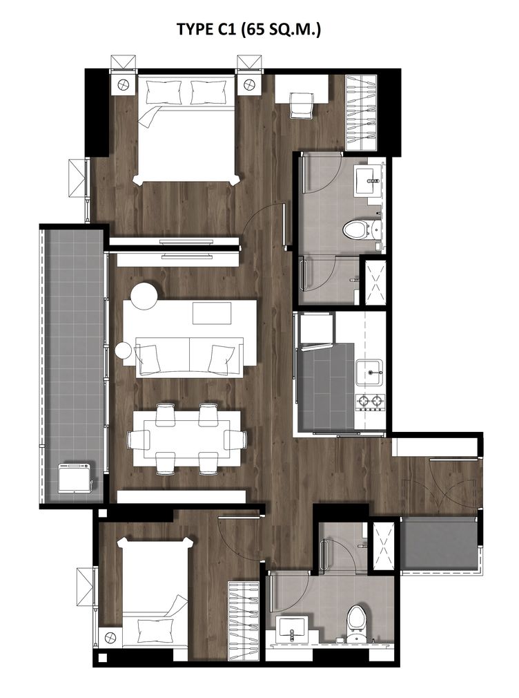 14Two Bedroom 65 Sqm. TYPE C1