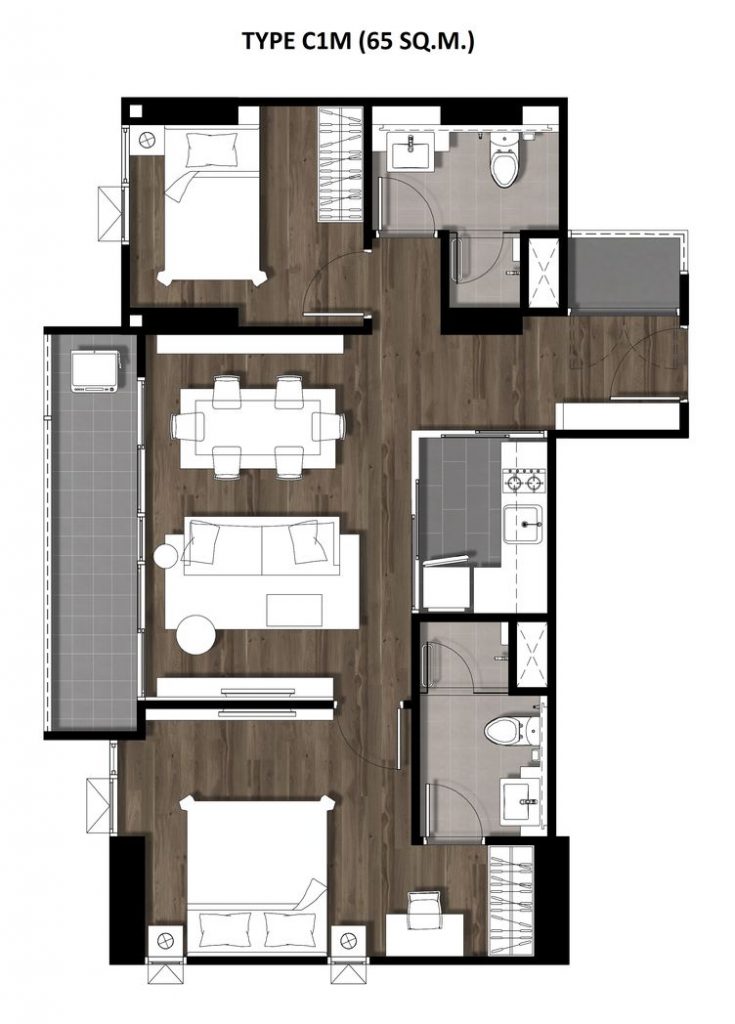 15Two Bedroom 65 Sqm. TYPE C1M