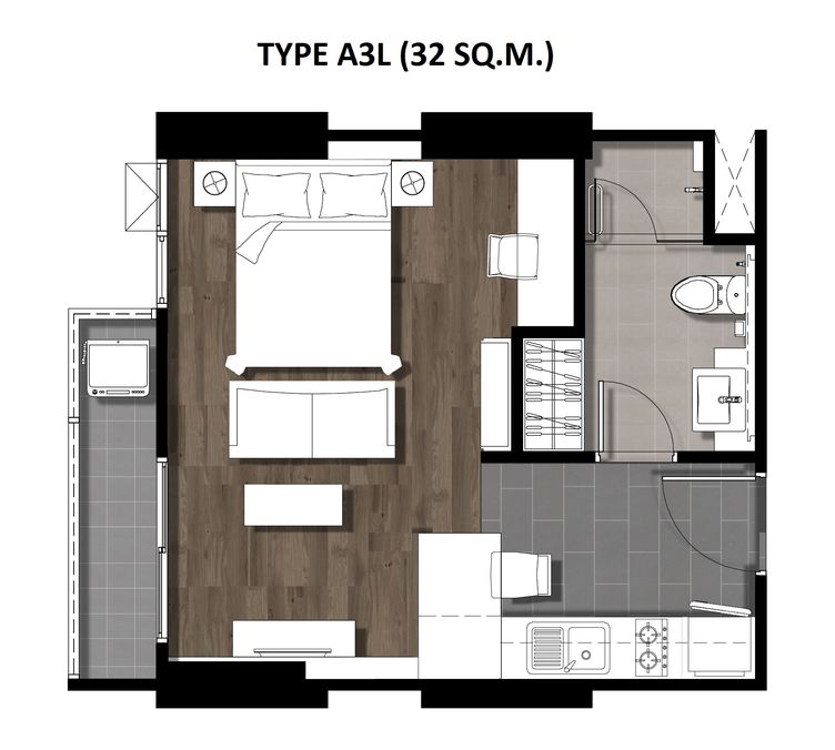 One Bedroom 32 Sqm. TYPE A3L