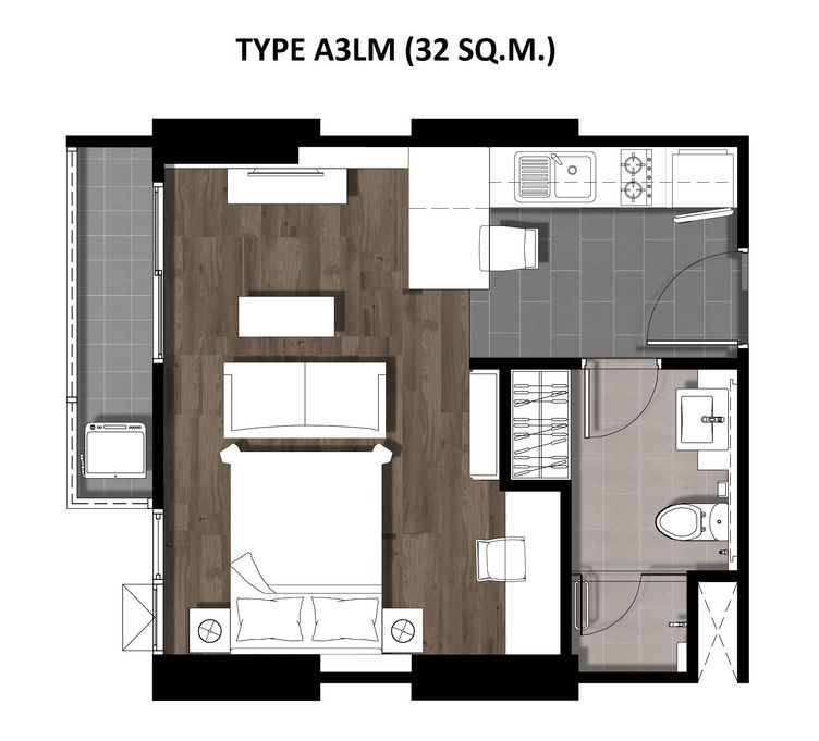 One Bedroom 32 Sqm. TYPE A3LM