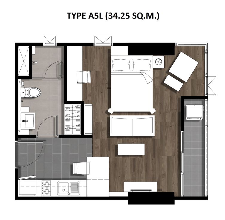 One Bedroom 34.25 Sqm. TYPE A5L