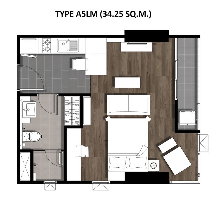 One Bedroom 34.25 Sqm. TYPE A5LM